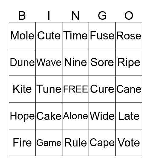 Sounds Great Bingo Card