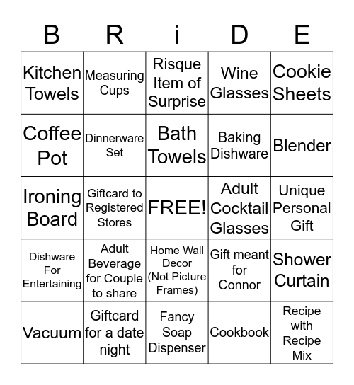 Bride-To-Be Bingo Card
