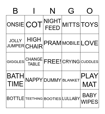 Baby Bingo Card