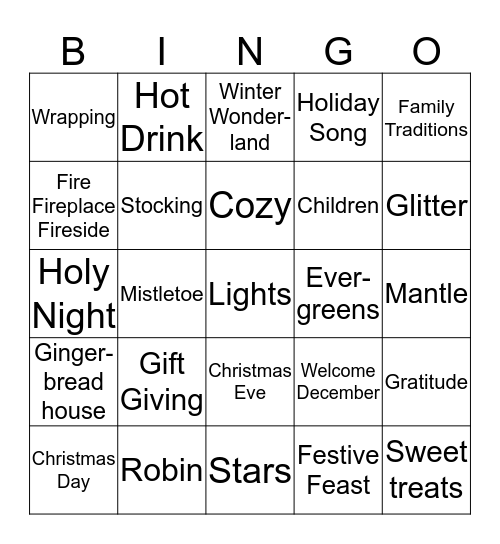 December Photo Bingo Card