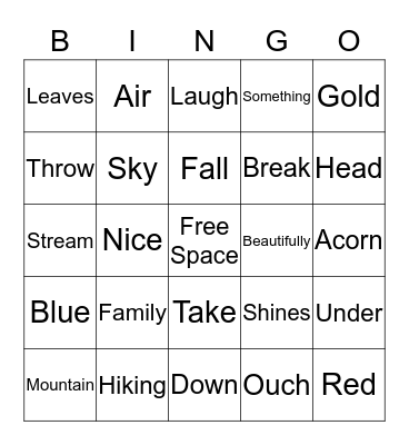 A NICE FALL DAY Bingo Card