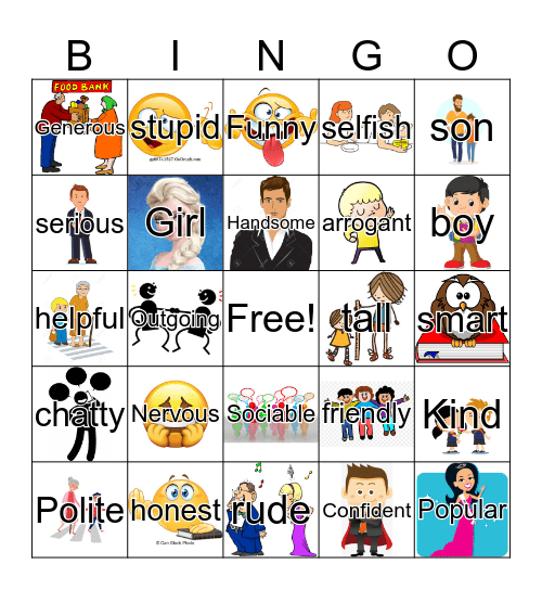 Describing Neighbours Bingo Card