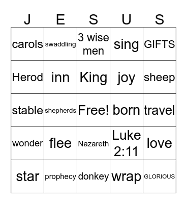 BIRTH OF CHRIST BINGO Card