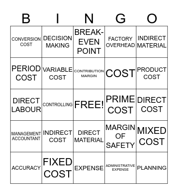 Accounting Bingo Card