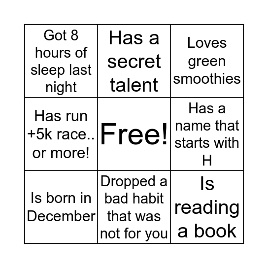 Find Someone Who.... Bingo Card