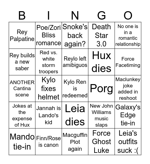 ROS Bingo: General Bingo Card