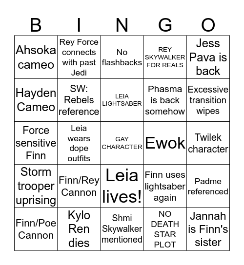 ROS Bingo: Jocelyn's Hopes and Dreams Bingo Card