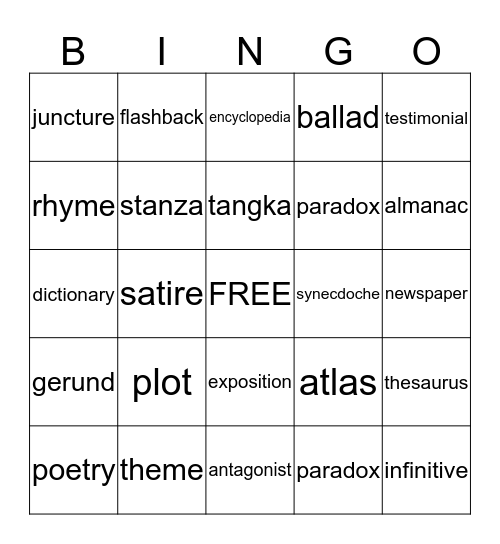 Word Bingo Card