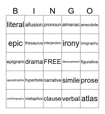 Figurative Language Bingo Cards Page 27