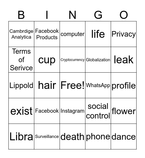 Facebook Bingo Card