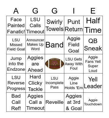 A&M Football Bingo Card