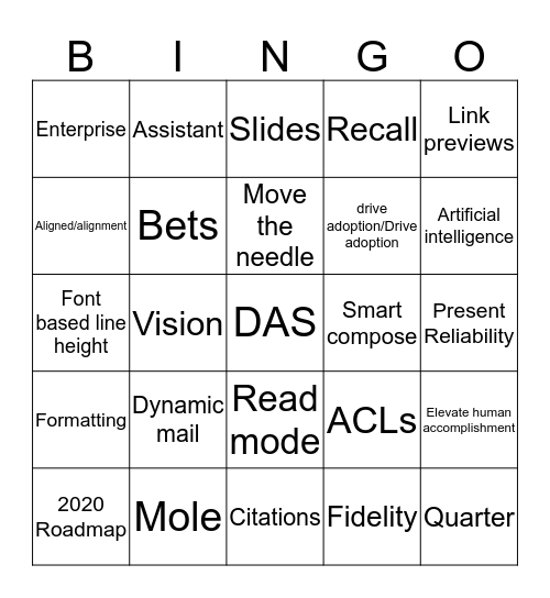 DAS All Hands Bingo Card
