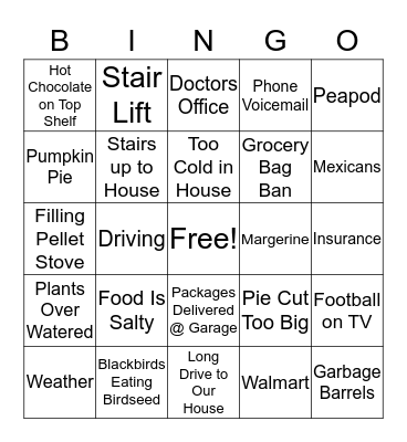 Mom Pater Complaint Bingo Card