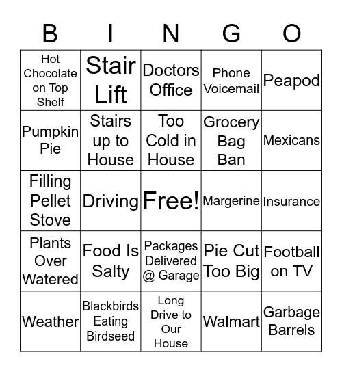 Mom Pater Complaint Bingo Card