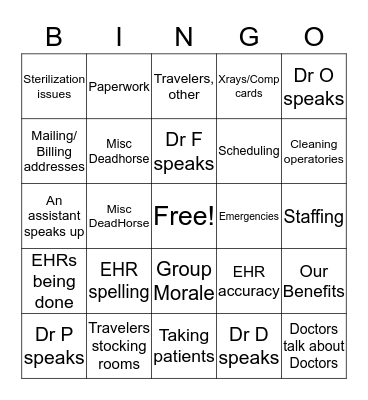 Endo Meeting Bingo Card