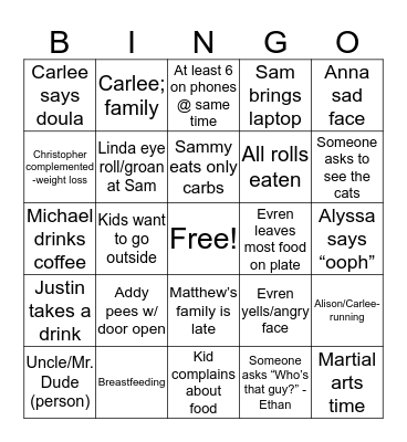 Thanksgiving  Bingo Card