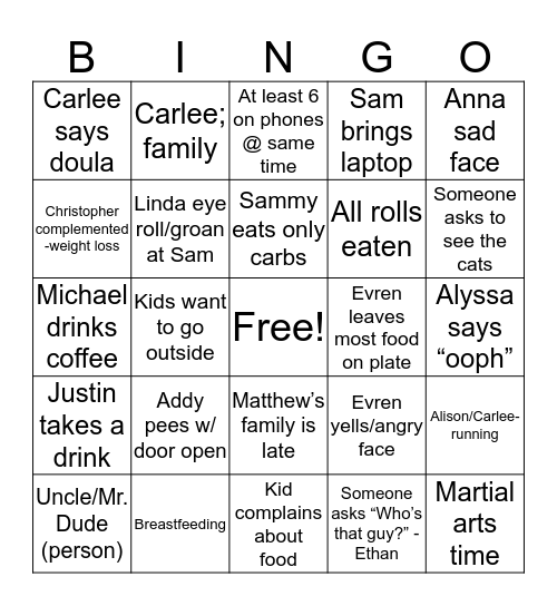 Thanksgiving  Bingo Card