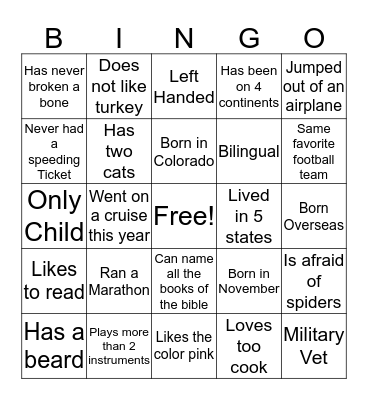 CCM People Bingo Card