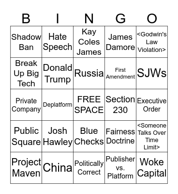 Tech Debate Bingo Card
