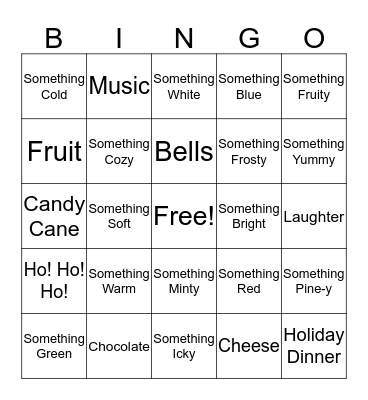 Sensory Bingo Card