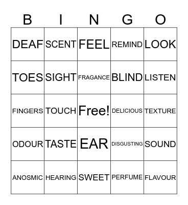 SENSES Bingo Card