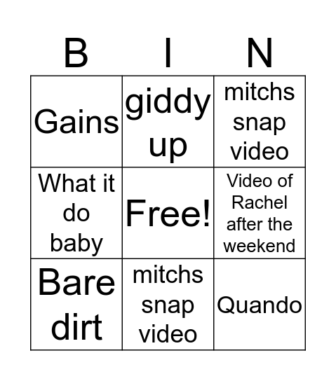 QUINNY BINGO Card