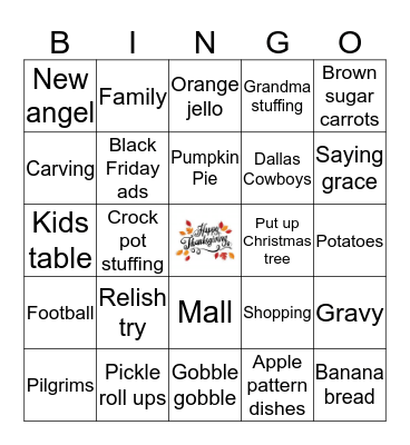 Renier Thanksgiving BINGO Card