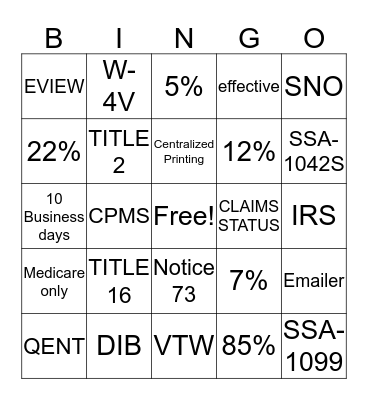 Taxation & Voluntary Tax Withholding Bingo Card