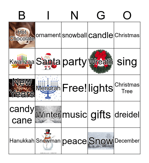 Winter Holidays Bingo Card