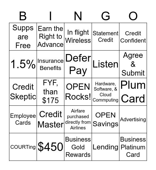 Product Bingo Card