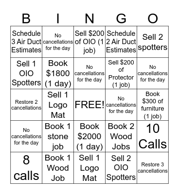 SALES BINGO Card