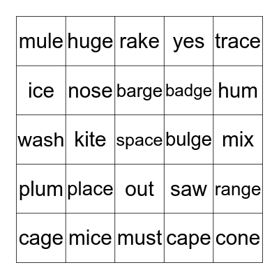 4 in a Row Bingo Card