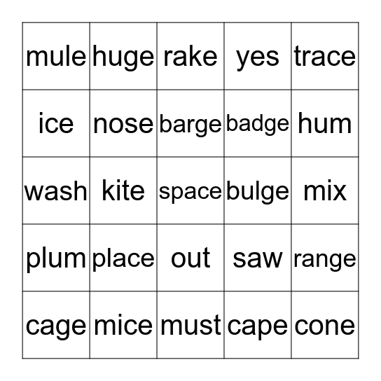 4 in a Row Bingo Card