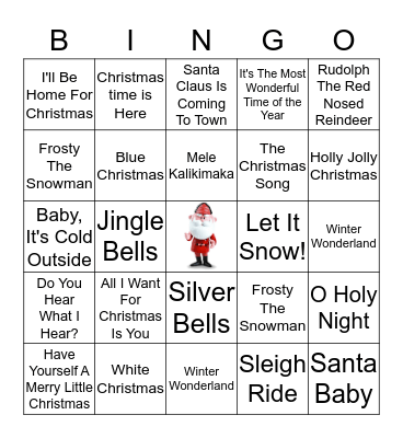 Christmas Songs  Bingo Card