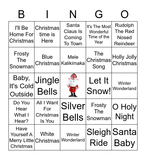Christmas Songs  Bingo Card