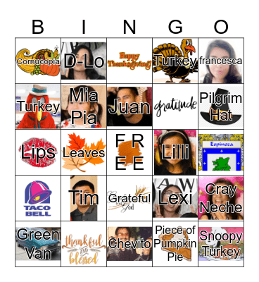 Thanksgiving 2019 Bingo Card