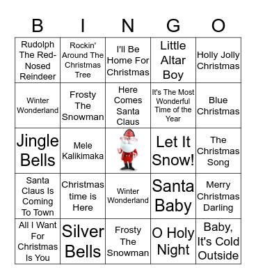 Christmas Songs  Bingo Card