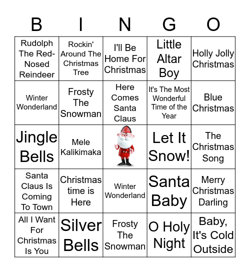 Christmas Songs  Bingo Card
