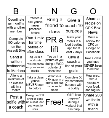 CrossFit Kryptonite BINGO! Bingo Card