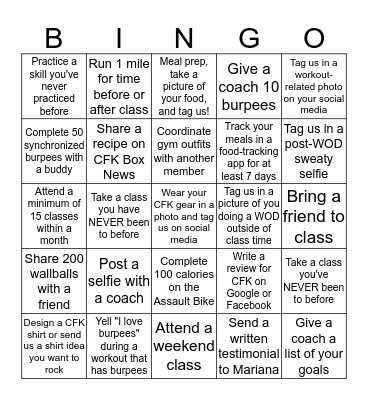CrossFit Kryptonite BINGO! Bingo Card