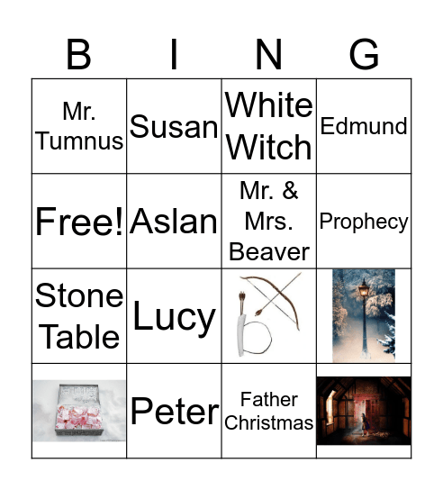 The Lion, The Witch, and The Wardrobe Bingo Card