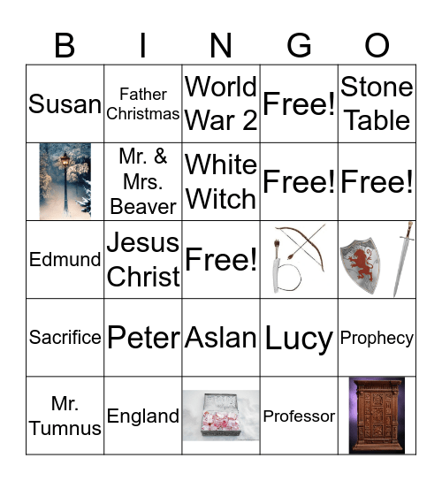 lion witch and wardrobe class bingo