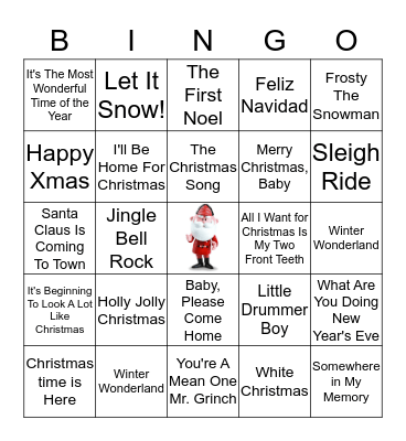 Christmas Songs  Bingo Card