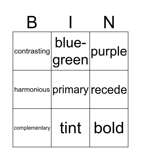 Colour Bingo Card