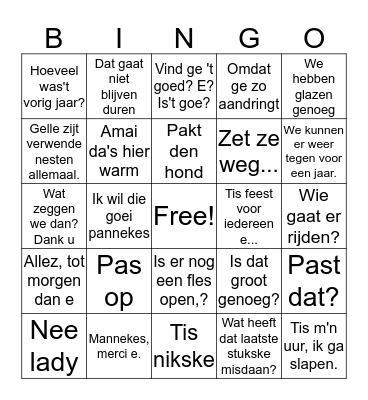 Kerst Bingo Langestraat Bingo Card