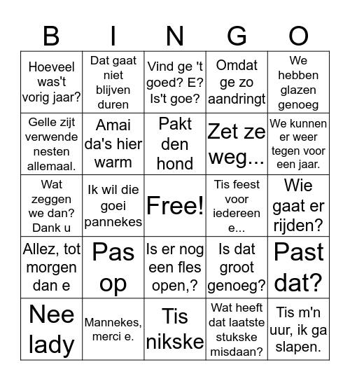 Kerst Bingo Langestraat Bingo Card