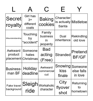 Hallmark Christmas Movie Bingo Card