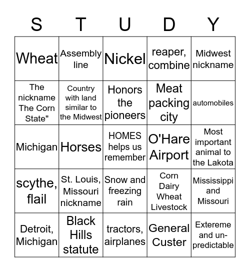 Midwest Review Bingo Card