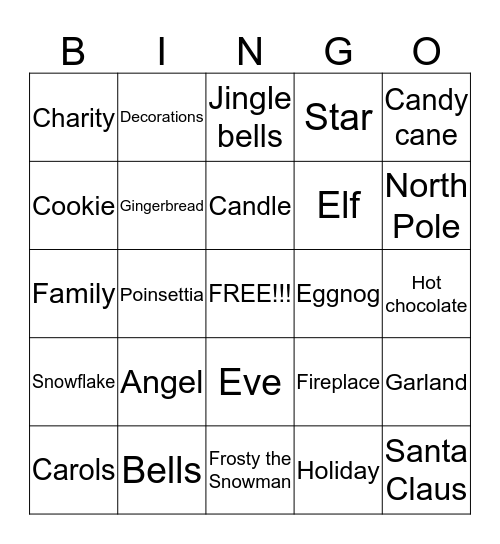 Holiday BINGO! Bingo Card