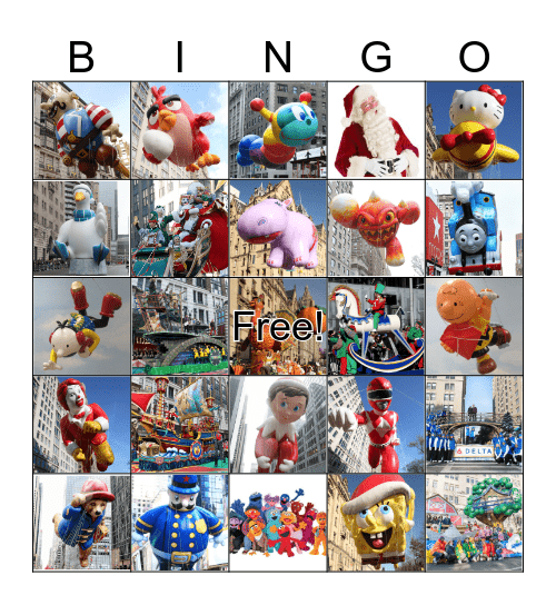 Thanksgiving Day Parade  Bingo Card